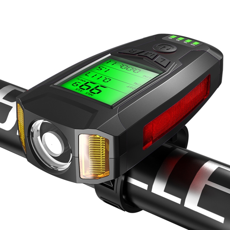 

Front Light (With Fog Light) & Horn & Speedometer Multifunctional Bicycle Mountain Bike Headlight(Code Watch (Black))