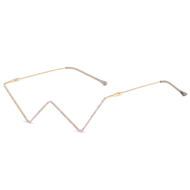 

2 PCS S2057 Personality no Metal Glasses Frame Half Frame Street Shooting Decorative Frames, Frame color: C03 Gold Frame Color Diamond