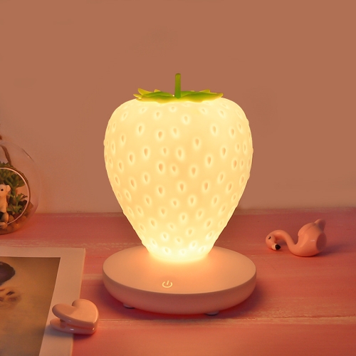 

Creative Home LED Silicone Strawberry Night Light USB Rechargeable Bedside Decoration Atmosphere Light(White )