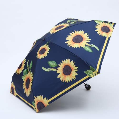 

Printed Umbrella Creative Sunflower Pattern Folding Umbrella Sun or Rain Sun Umbrella(Navy)