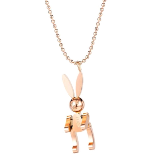 

OPK 1680 Wild Titanium Steel Rabbit Necklace Female Square Pendant Personality Clavicle Chain