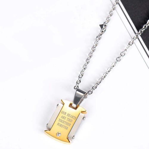 

OPK 1689 Square Brand Titanium Steel Couple Necklace Men and Women Pendant Clavicle Chain, Style:Women Pendant + Chain