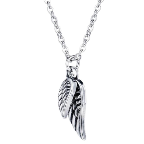 

OPK 1691 Personality Men Feather Necklace Titanium Steel Angel Wing Pendant Necklace(Pendant + Chain)