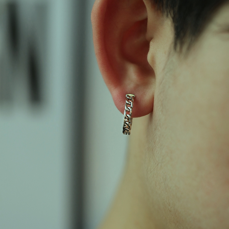 

1 Pair OPK 599 Men Titanium Steel Chain Earrings Personality Earrings