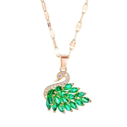 

OPK 1686 Swan Full Diamond Necklace Simple Clavicle Chain(Green)