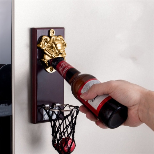 

Creative Cartoon Elephant Shape Basketball Frame Beer Bottle Opener Wall Mount Shot Bottle Opener Gadget(Gold)