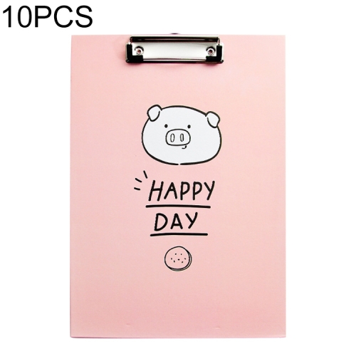 

10 PCS Cute Cartoon Office Supplies File Clip A4 Writing Pad Student Test Paper Clip(Pink)