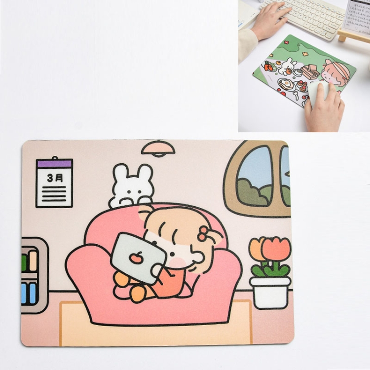 

5 PCS Creative Cute Cartoon Rabbit Girl Mouse Pad Laptop Student Mouse Pad(Sofa)