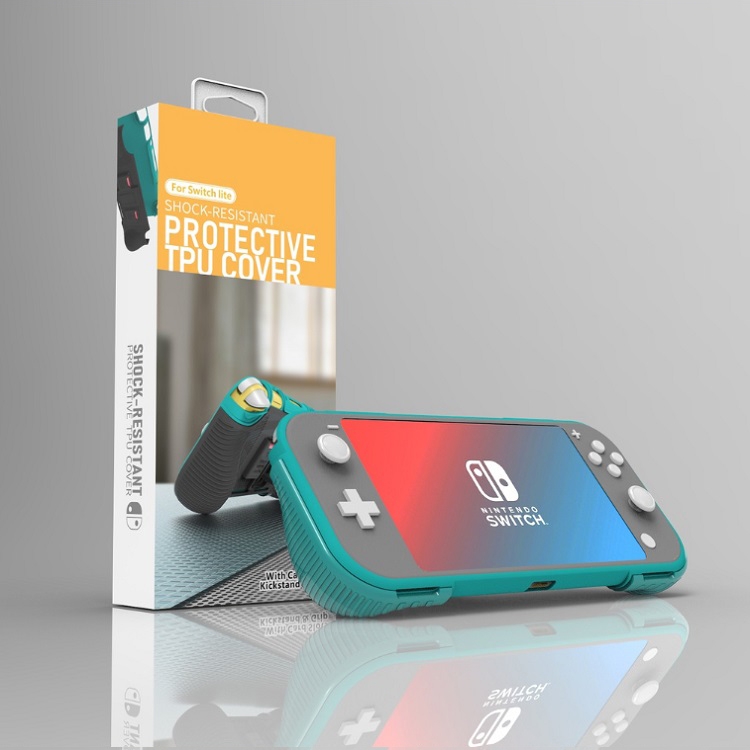 

For Switch Lite Protective Shell Game Card Box Protective Sleeve Bracket Grip(Pure green)