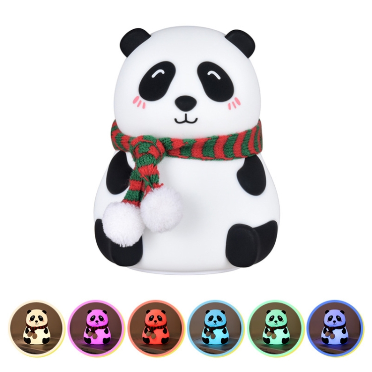 

Cute Panda Night Light USB Charging Touch Control Colorful Silicone Bedside Lamp(Squinting)