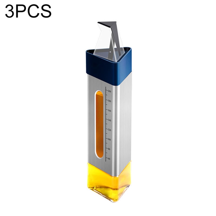 

3 PCS Kitchenware Triangle Stainless Steel Oil Can Soy Sauce Bottle Seasoning Bottle(Blue)