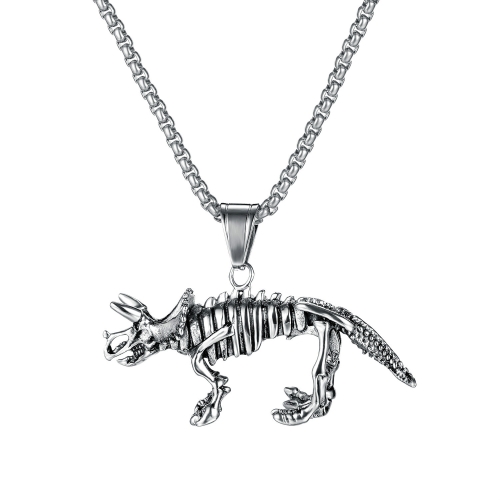 

OPK 1669 Retro Dinosaur Skeleton Pendant Personality Men Titanium Steel Unicorn Necklace, Color:True Color Pendant+Chain