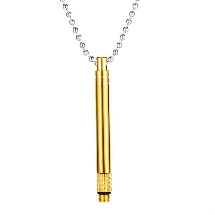 

3 PCS OPK 1699 Personalized and Versatile Men Titanium Steel Necklace Street Cylindrical Pendant, Color:Gold Color Pendant+Chain