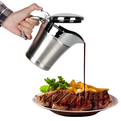 

304 Stainless Steel Sauce Cup Steak Sauce Pot Tomato Sauce Bottle Double Insulated Seasoning Pot, Capacity: 450ml