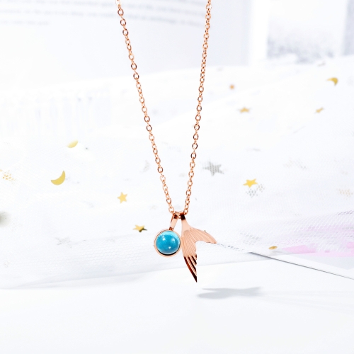 

OPK 1646 Crystal Fishtail Pendant Clavicle Chain Ladies Necklace