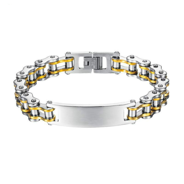 

OPK 1087 Men Bracelet Personality Motorcycle Chain, Color:Gold