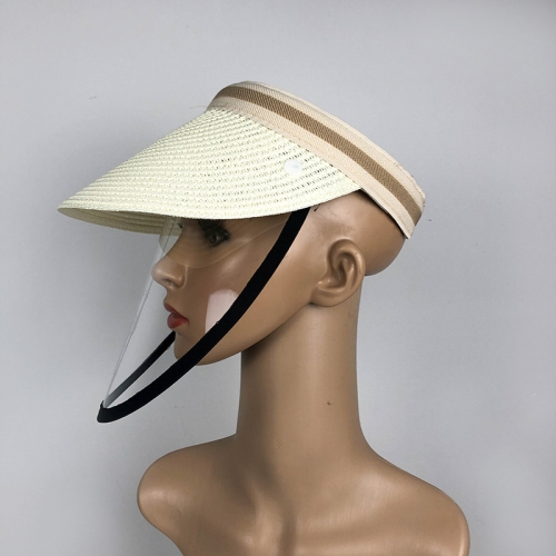 

Anti-Saliva Splash Anti-Spitting Anti-Fog Anti-Oil Protective Cap Mask Removable Face Shield Empty Top Sun Hat, Size:Adult(Beige)
