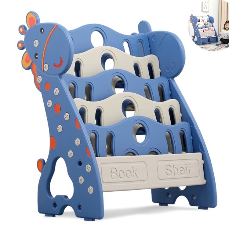 

Childrens Bookshelf Simple Household Floor Shelf Baby Bookcase Storage Kindergarten Multi-layer Cartoon Picture Book Rack, Style:Five-story Bookshelf(Blue)
