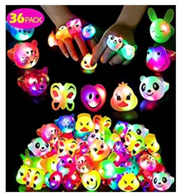 

12 PCS LED Luminous Soft Rubber Animal Ring Toy Flashing Children Finger Light, Random Style Delivery