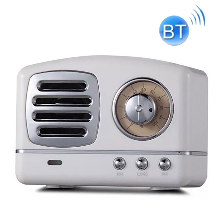

HM11 Retro Radio Mini Bluetooth Speaker Outdoor Portable Card Mobile Phone Computer Bluetooth Audio(Elegant White)