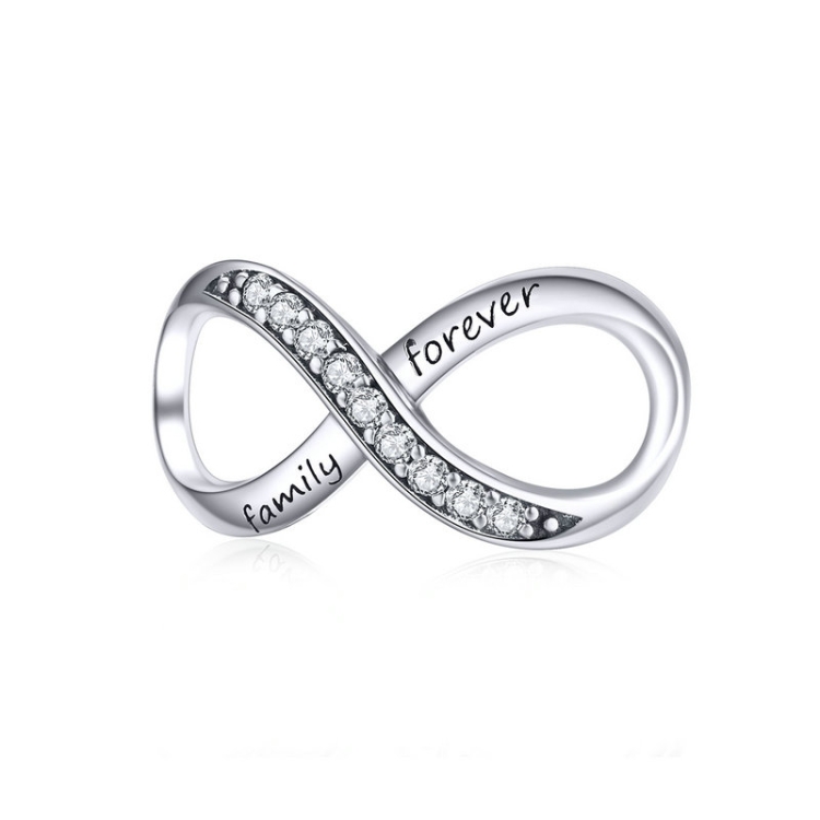 

925 Sterling Silver Infinity Family Forever Beaded For Women DIY Bracelet Accseories