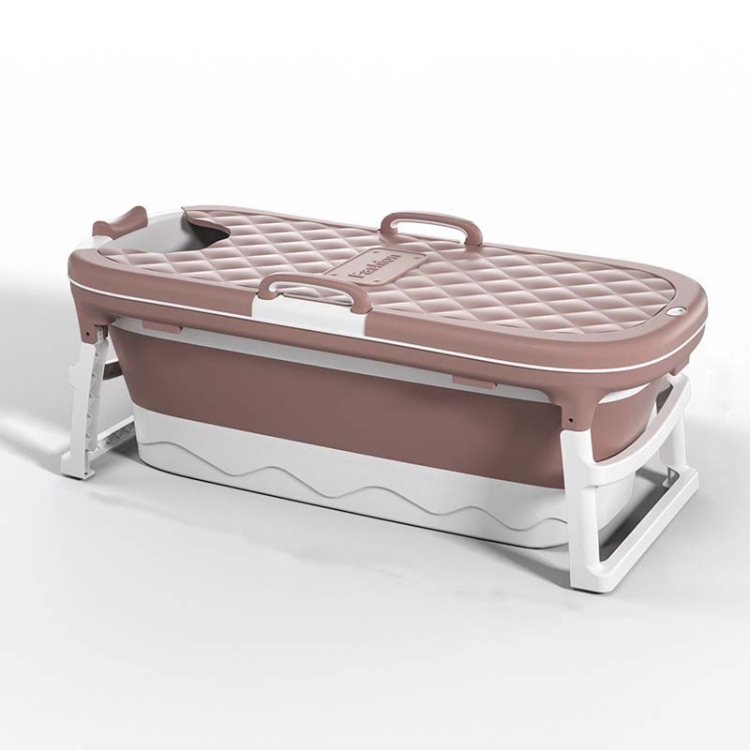 

Children Folding Bathtub Massage Adult Bathtub Steaming Soaking Dual-purpose Bathtub, Size:Large(Pink With Cover)