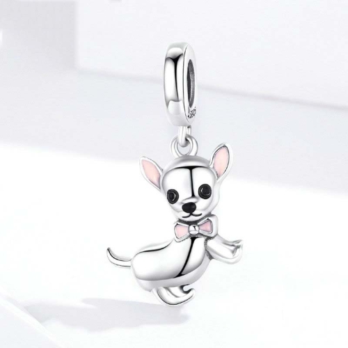 

925 Sterling Silver Pendant Dog Chihuahua Charm DIY Bracelet Accessories