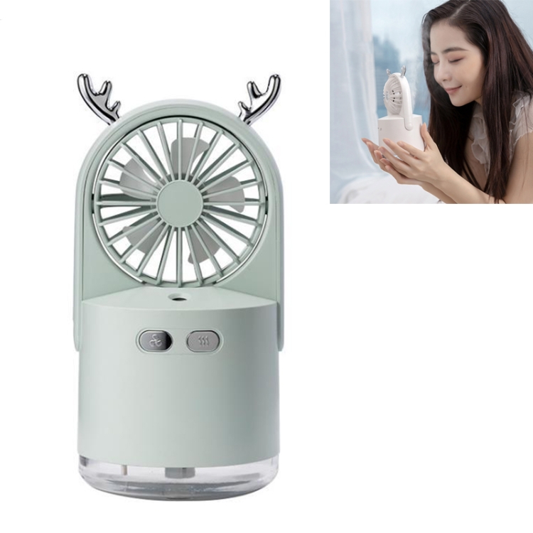 

Indoor Cute Creative Desktop Humidifier Water Meter Cooling Mini Deer Spray Fan(Green)