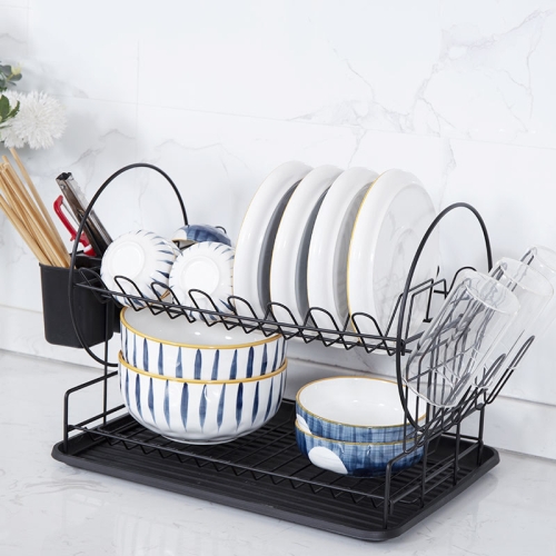 

Drainage Iron Dish Rack Cup Storage Rack Double-layer Kitchen Rack