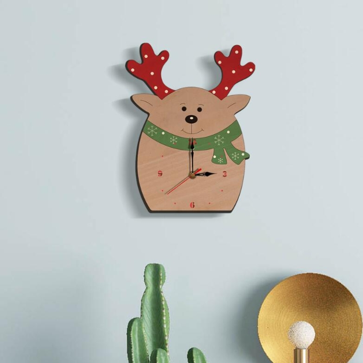 

Creative Cartoon Christmas Wall Clock Home Decoration Clock(Christmas Elk)