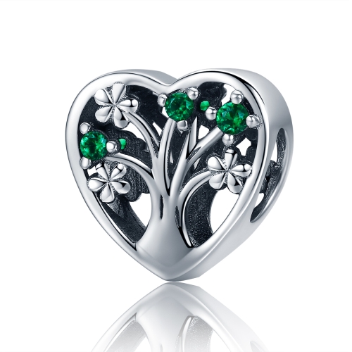 

925 Sterling Silver Tree Of Life Heart Shape Clear Beads Women Bracelets Jewelry Accessories