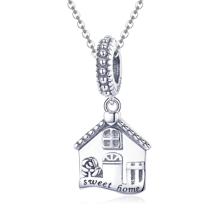 

925 Sterling Silver Sweet Home Pendant House Shape Beads Women Bracelets DIY Accessories