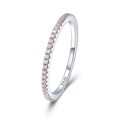 

S925 Sterling Silver Ladies Fashion Ring Diamond Simple Ring, Size: 6
