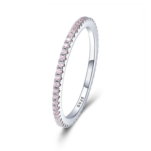 

S925 Sterling Silver Ladies Fashion Ring Diamond Simple Ring, Size: 9