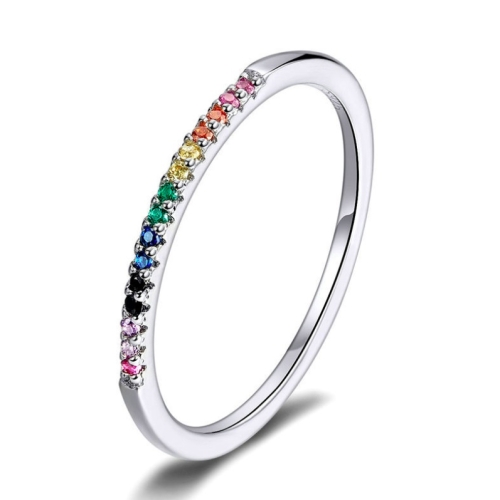 

Sterling Silver Ring S925 Colored Zircon Ring, Size:6