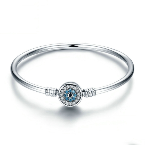 

Guardian Eye S925 Sterling Silver Bangle Bracelet Set with Blue Gems, Size:17cm