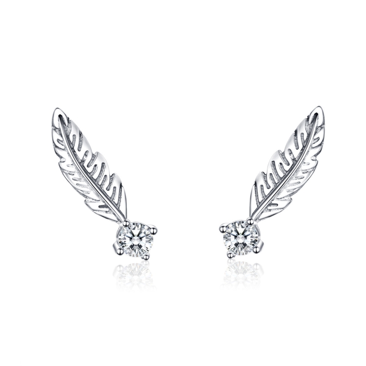

Silver Earrings White Feather Earrings Jewelry