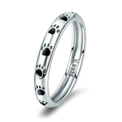 

Pet Footprint Ring S925 Sterling Silver Oil Drop Ring, Size: 8