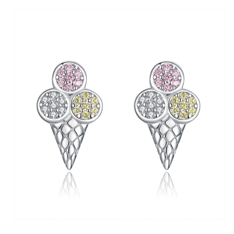 

Sterling Silver Zircon Earrings Ice Cream Earring