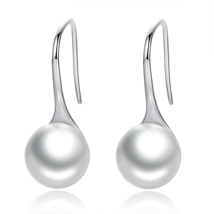 

Women Sterling Silver Earrings Temperament Shell Beads Pearl Earrings, Color:White