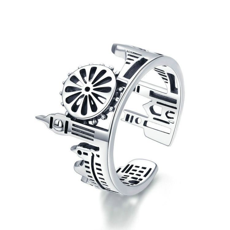 

S925 Sterling Silver Ring Sky City Open Ring