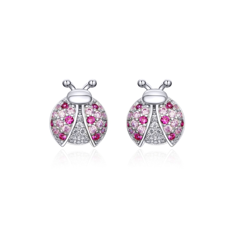 

Sterling Silver Insect Earrings Seven-star Ladybug Earrings Platinum-plated Girl Earrings