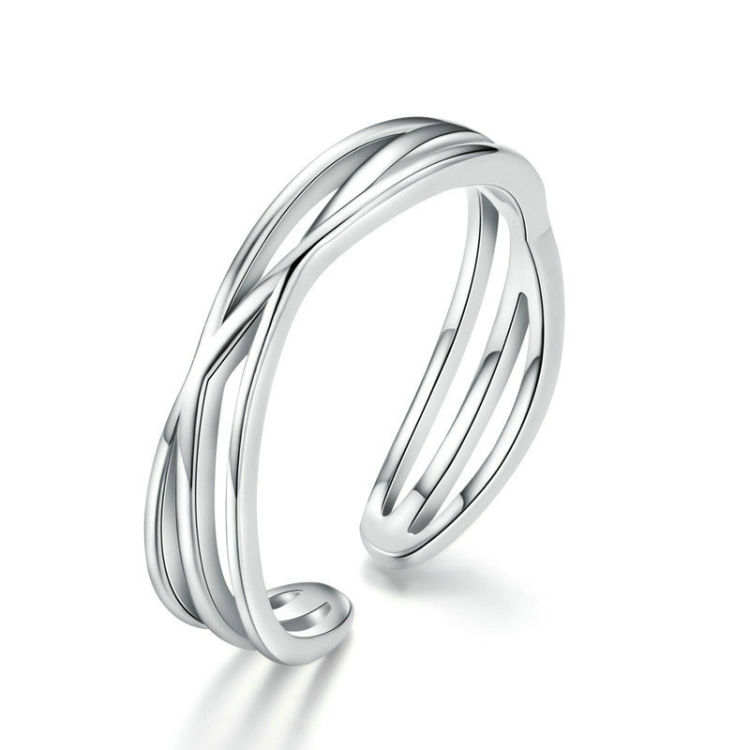 

S925 Sterling Silver Platinum Plated Ring Simple Fashion Open Ring