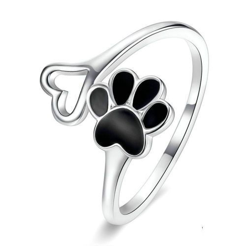 

S925 Female Sterling Silver Ring Animal Paw Print Dripping Open Ring