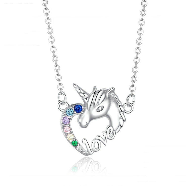 

S925 Sterling Silver Necklace Cute Animal Unicorn Necklace