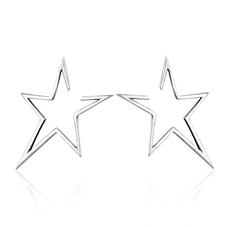 

Simple S925 Sterling Silver Earrings Star Hollow Female Temperament Earrings