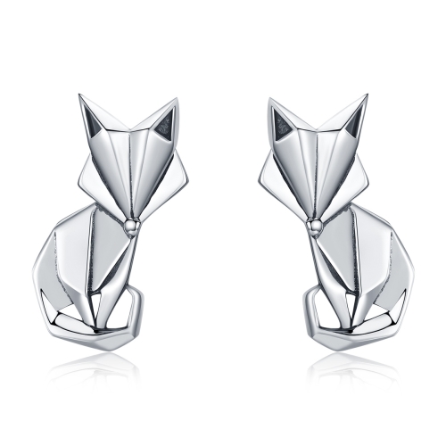 

S925 Animal Earrings Jewelry Origami Fox Sterling Silver Girls Earrings