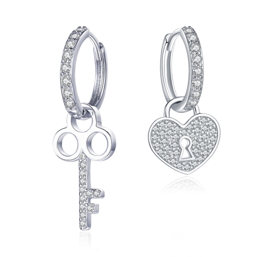 

Key Lock Earrings S925 Sterling Silver Platinum-plated Simple Earrings