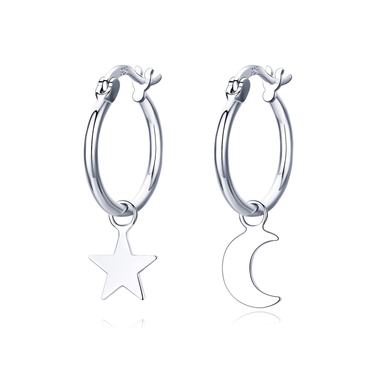 

Sterling Silver Earrings S925 Star and Moon Earrings Simple Earrings