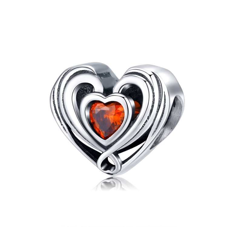 

S925 Heart-shaped Sterling Silver Loose Beads DIY Bracelet Accessories